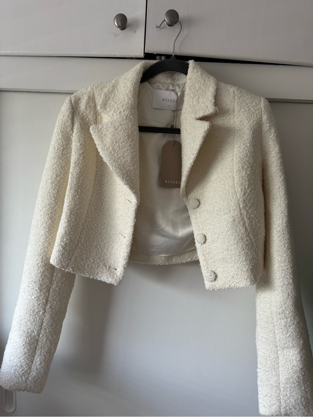 Meshki Ivory Bouclรฉ Cropped Blazer & Skirt 2 piece set